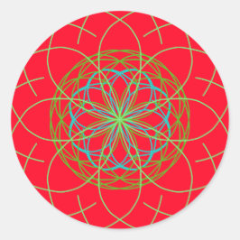 Kaleidoscope Mandala Art Red Grönt Energy Boll Runt Klistermärke