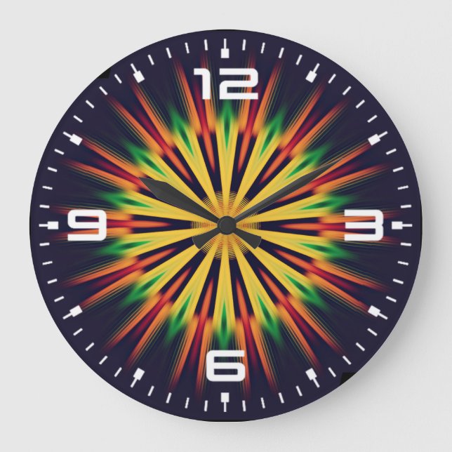 Kaleidoscope Mandala Flower-21855 Stor Klocka (Framsida)