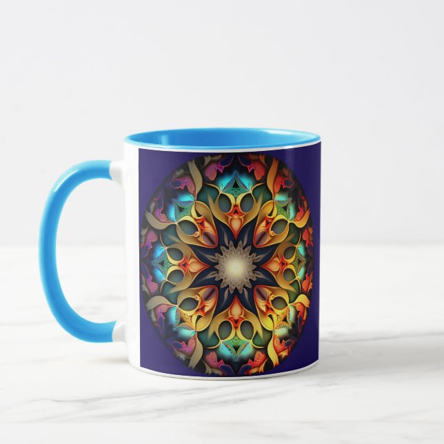 Kaleidoscope Mandala Flower Design-23091 Mugg (Vänster)