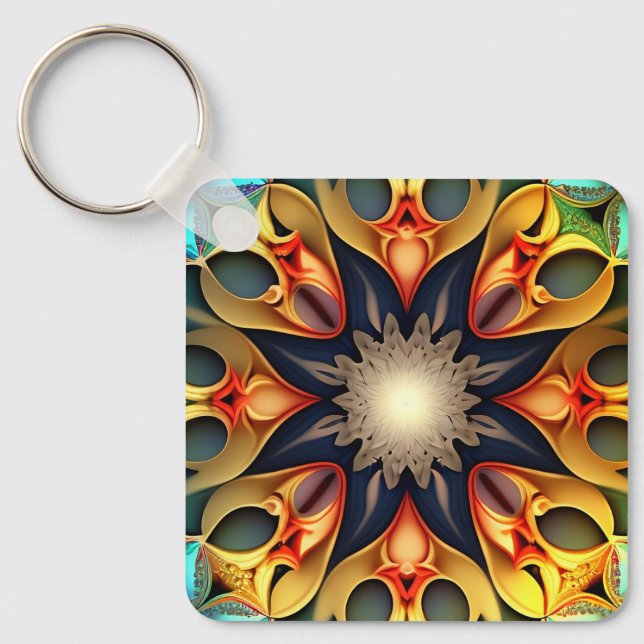 Kaleidoscope Mandala Flower Design-23091 Nyckelring (Framsida)
