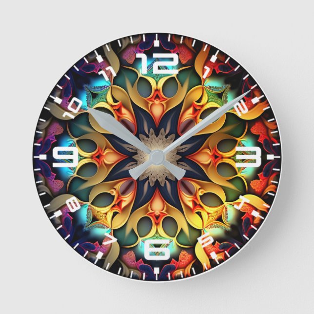 Kaleidoscope Mandala Flower Design-23091 Rund Klocka (Framsida)