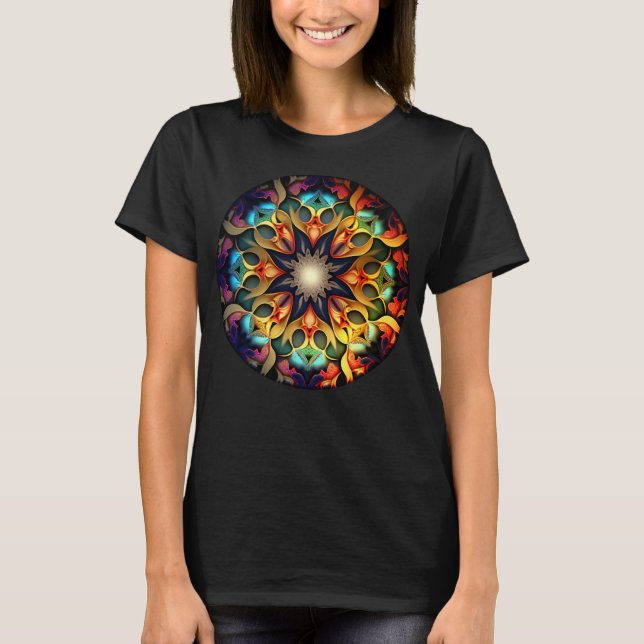 Kaleidoscope Mandala Flower Design-23091 T Shirt (Framsida)