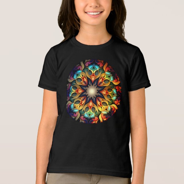 Kaleidoscope Mandala Flower Design-23091 T Shirt (Framsida)