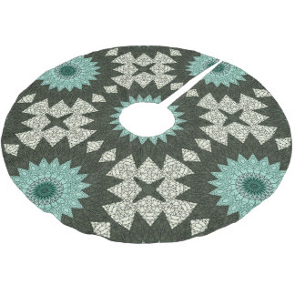 Kaleidoscope Mandala i Grönt och Blue Julgransmatta Borstad Polyester