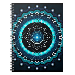 Kaleidoscope Mandala med svart bakgrund Anteckningsbok