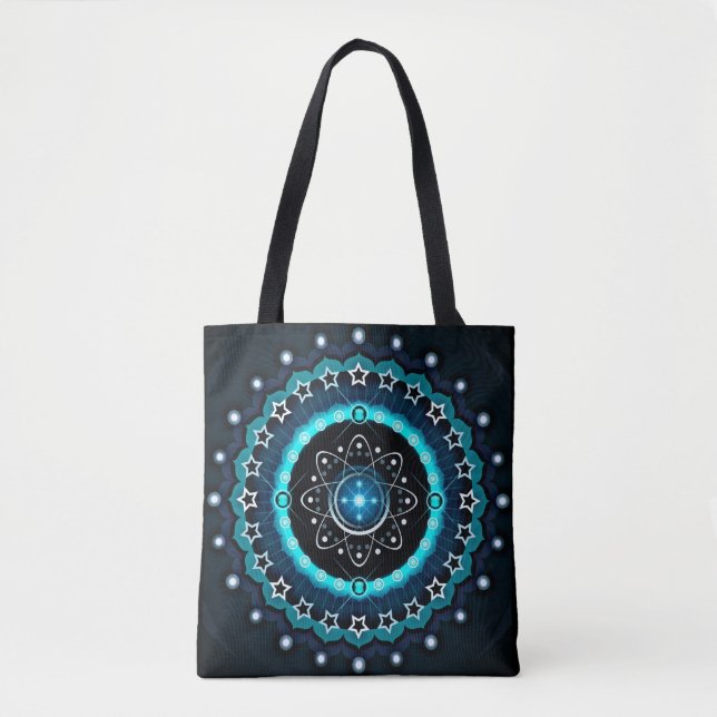 Kaleidoscope Mandala med svart bakgrund Tygkasse (Framsida)