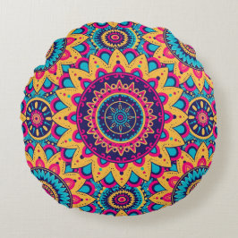 Kaleidoscope Mandala Symphony Round Pillow Rund Kudde
