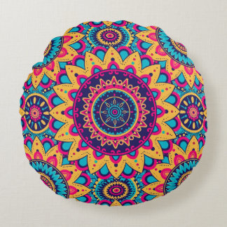 Kaleidoscope Mandala Symphony Round Pillow Rund Kudde