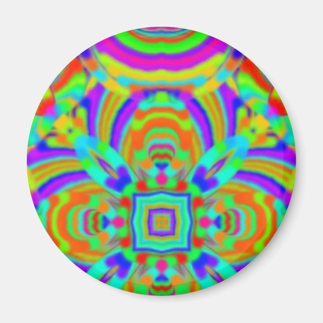 Kaleidoscope mönster neon-grafik 1 magnet (Framsidan)