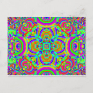 Kaleidoscope mönster neon-grafik 1 vykort