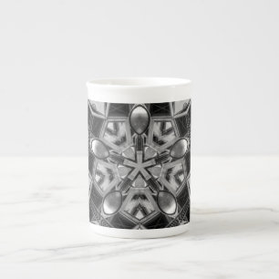 Kaleidoscope mörk grått Star... Benporslin Mugg