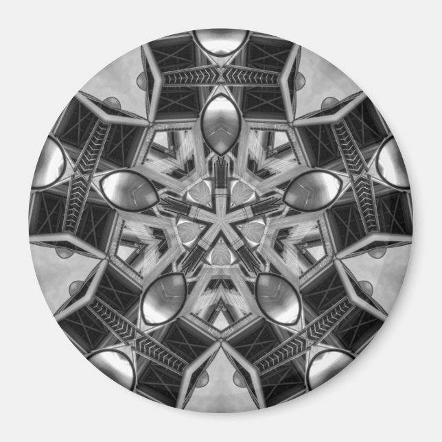 Kaleidoscope mörk grått Star... Magnet (Framsidan)