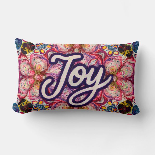 Kaleidoscope of Joy – Colorful Floral Art Pillow  Lumbarkudde (Framsida)
