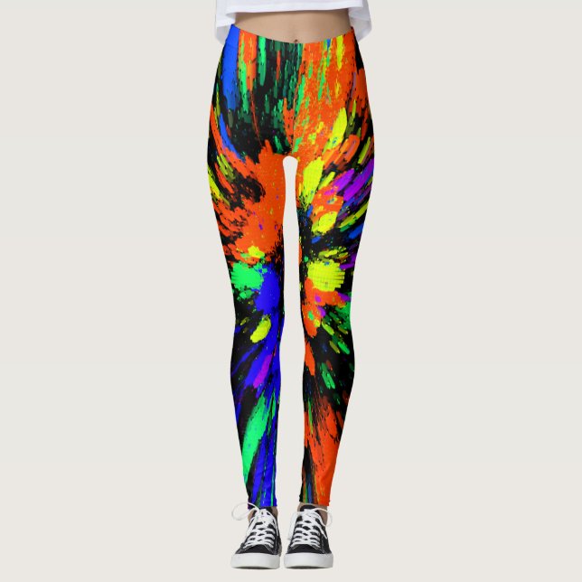 Kaleidoscope Orange Blue Lila Grönt Gult Leggings (Framsida)