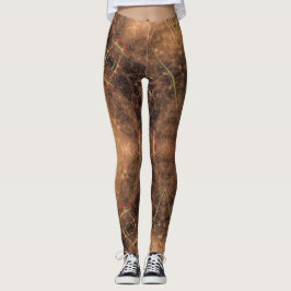 Kaleidoscope Orange Mist Black Background Leggings