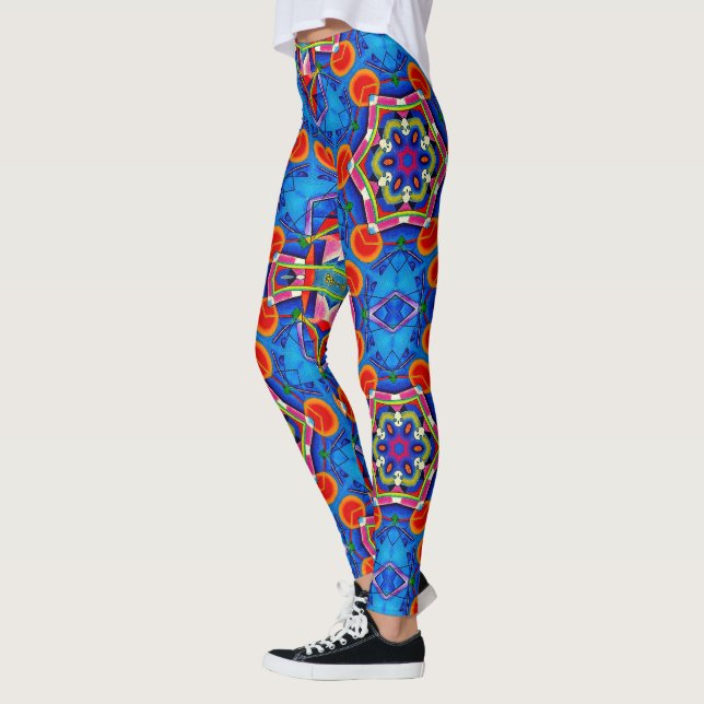  Kaléidoscope peinture à l’huile multicolore Leggings (Vänster)