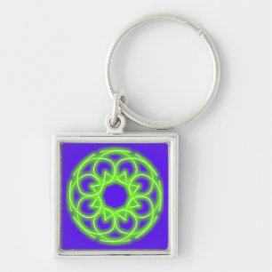 Kaleidoscope Prints Fyrkantig Silverfärgad Nyckelring