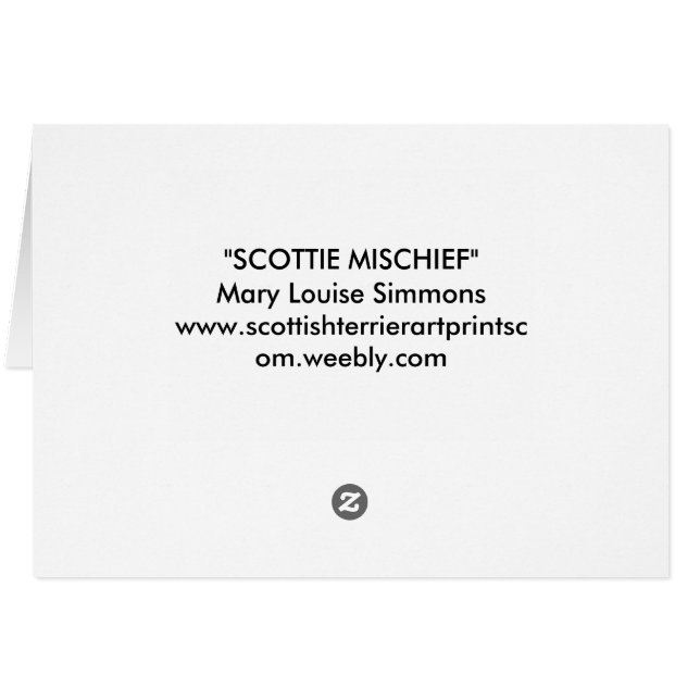 KALEIDOSCOPE SCOTTIES HÄLSNINGSKORT (Baksidan Horizontal)