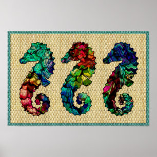 Kaleidoscope Sea Horses Poster Skriv ut