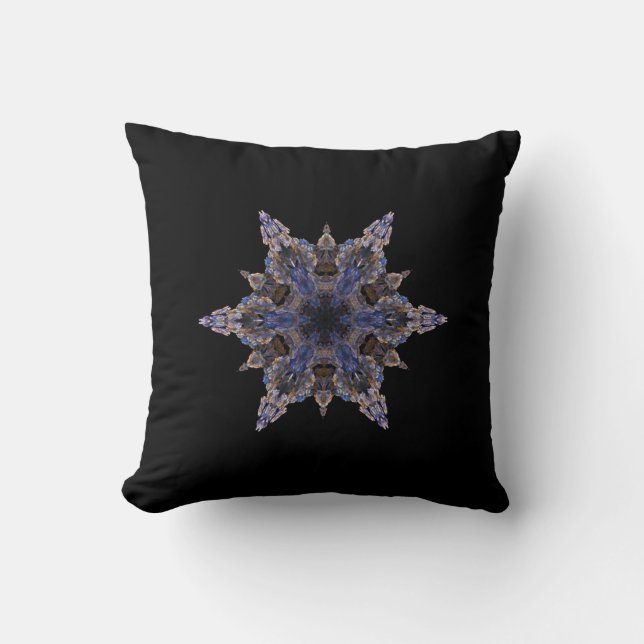 Kaleidoscope Snowflake Intricate Design Black Kudde (Framsida)