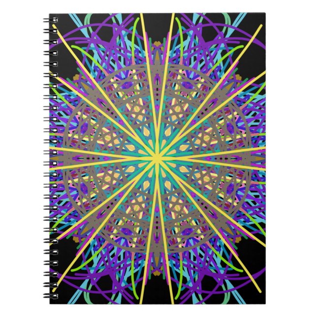Kaleidoscope Star, Lila Orange Grönt Art. Anteckningsbok Med Spiral (Framsidan)