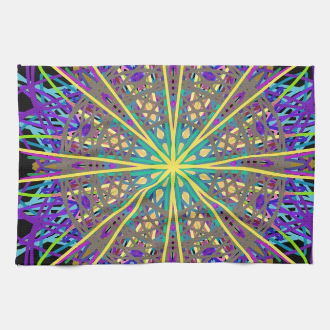 Kaleidoscope Star, Lila Orange Grönt Art. Kökshandduk (Horisontell)