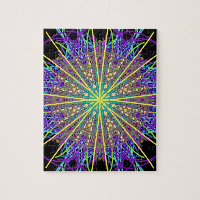 Kaleidoscope Star, Lila Orange Grönt Art. Pussel (Vertikal)