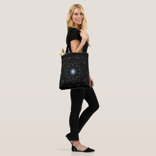 Kaleidoscope Star Mönster på Black, Tote bags Tygkasse
