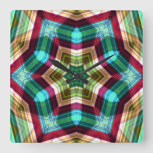 Kaleidoscope-stjärna migrerar till hexagon med dju fyrkantig klocka (Framsida)