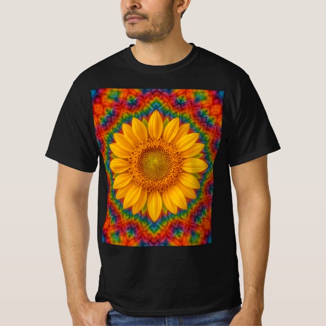 Kaleidoscope Sunflower  T Shirt (Framsida)