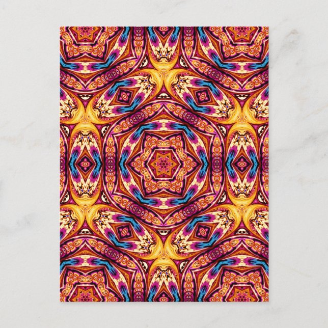 Kaleidoscope vycard Blue och Cinnamon Brown Vykort (Framsida)