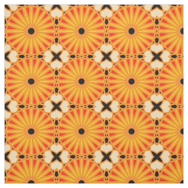 Kaleidoscope Wheel Mönster P Black Red Gult 1 Tyg (Provkarta)