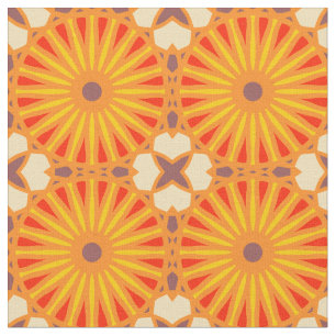 Kaleidoscope Wheel Mönster P Brick Red Gult Tyg