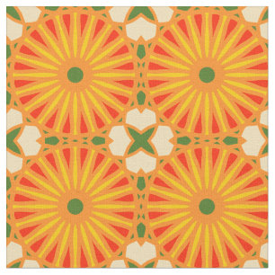 Kaleidoscope Wheel Mönster P Grönt Red Gult Tyg