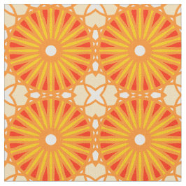 Kaleidoscope Wheel Mönster P White Red Gult Tyg