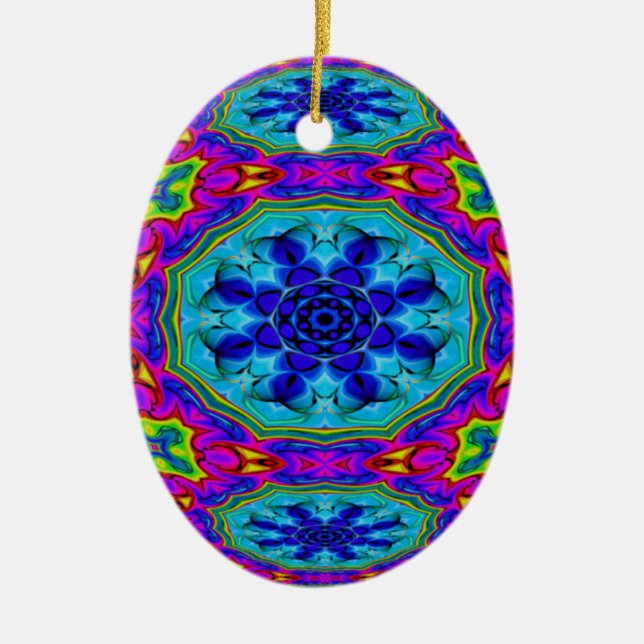 Kaleidoscopic ägg Ornament.2 Julgransprydnad Keramik (Framsidan)