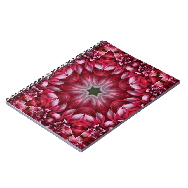 Kaleidoscopic Crimson Dahlia Anteckningsbok (Vänstra Sidan)