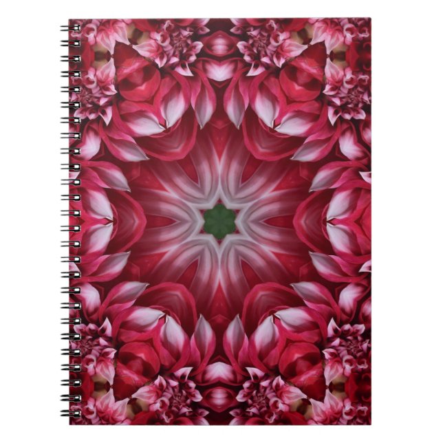 Kaleidoscopic Crimson Dahlia Anteckningsbok (Framsidan)