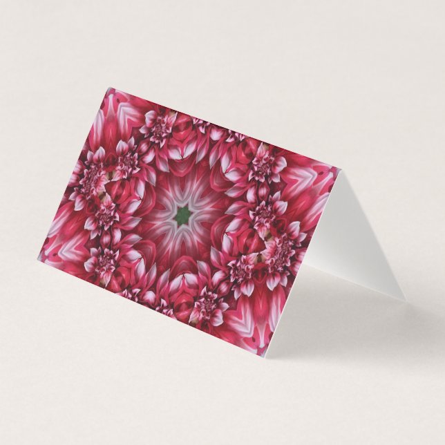 Kaleidoscopic Crimson Dahlia Blank Greeting Card Kort (Framsida)