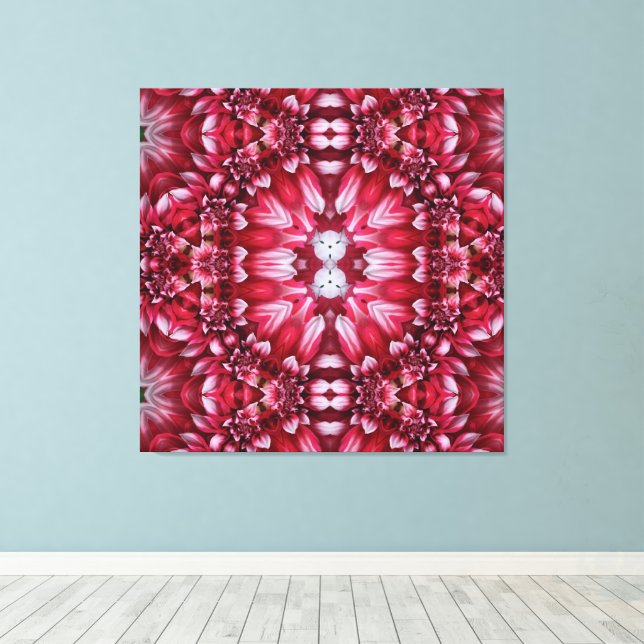 Kaleidoscopic Crimson Dahlia Canvastryck (Insitu (trägolv))