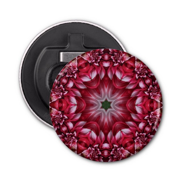 Kaleidoscopic Crimson Dahlia Flasköppnare (Framsidan)