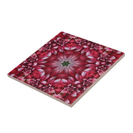 Kaleidoscopic Crimson Dahlia Kakelplatta