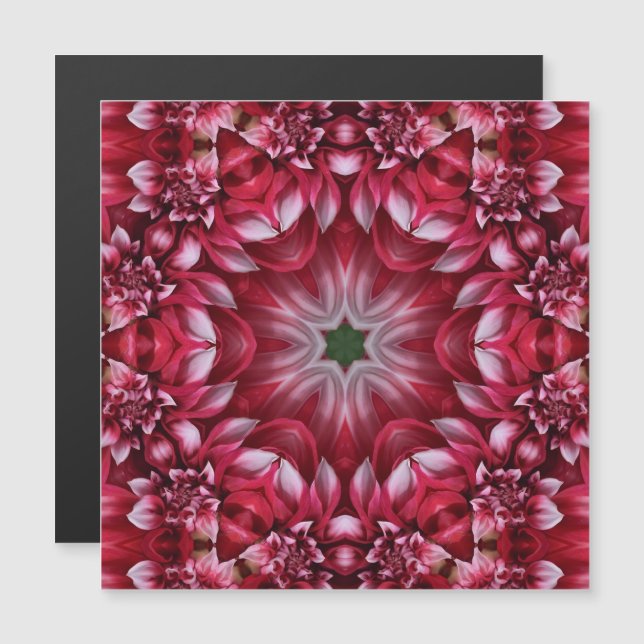 Kaleidoscopic Crimson Dahlia Magnetic Card (Fram/baksida)