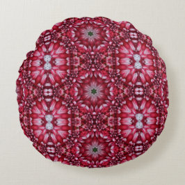 Kaleidoscopic Crimson Dahlia Rund Kudde