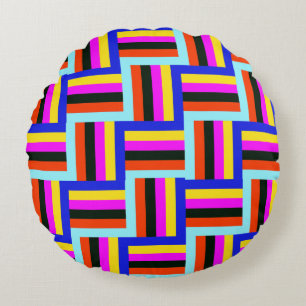 Kaleidoscopic Grid Rund Kudde