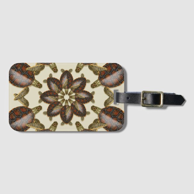 Kaleidoscopic grön märkre för bagagebricka (Framsida horisontal)