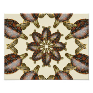 Kaleidoscopic grön sköldpadda 14" x 11" tryck