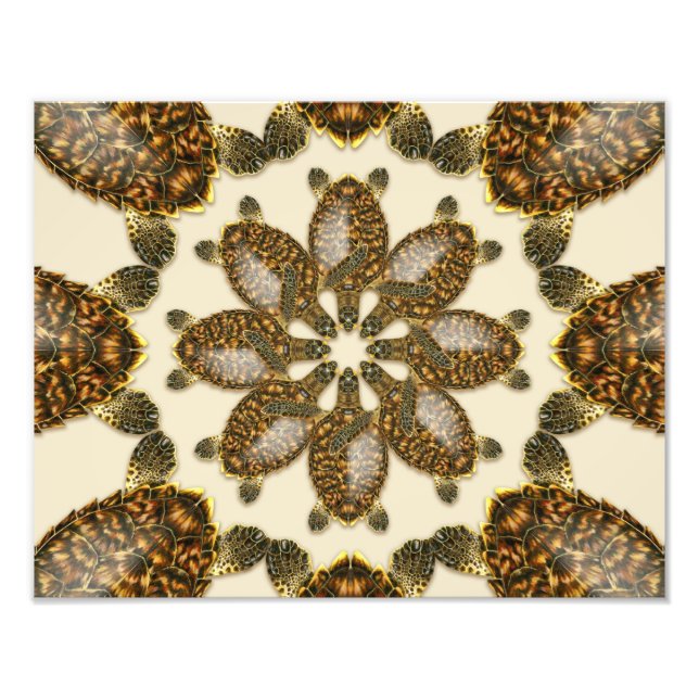 Kaleidoscopic Hawksbill Sea Turtle 14 x 11 tum Skr Fototryck (Framsidan)