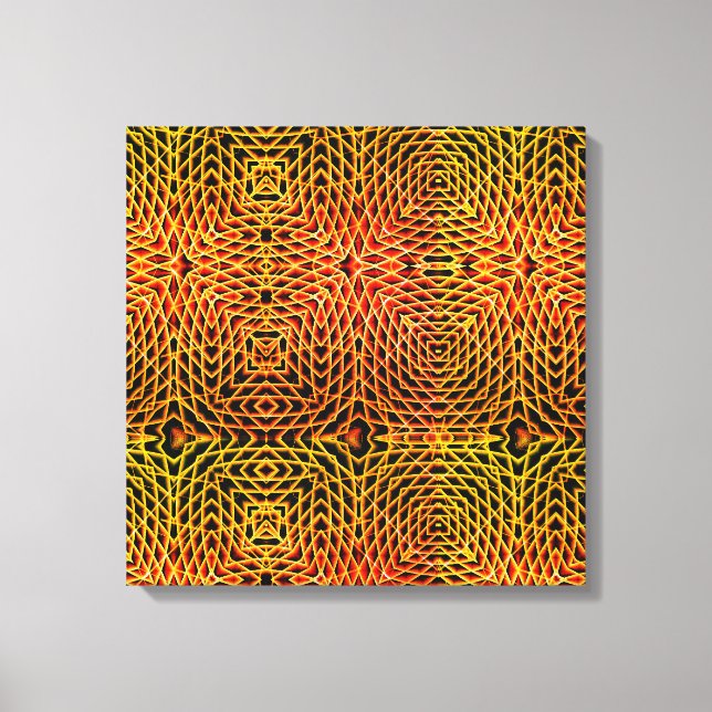 Kaleidoscopic Line Geometric in Golden Tones Canvastryck (Framsida)