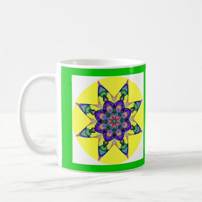 Kaleidoscopic Mandaladesign 4 för vattenfärg A28 Kaffemugg (Vänster)